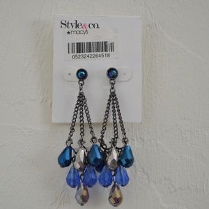 Style & Co Blue Silver Dangling Earrings